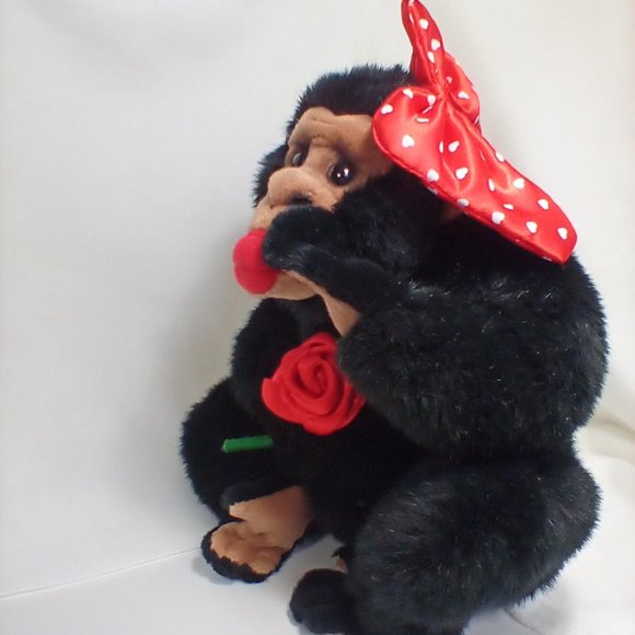 Cute Plush Stuffed Animal - Adorable Monkey with Rose - Picture 4 of 5